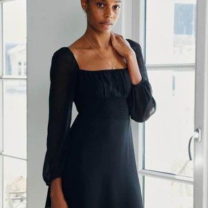 Aritzia black long sleeve chiffon dress in size small